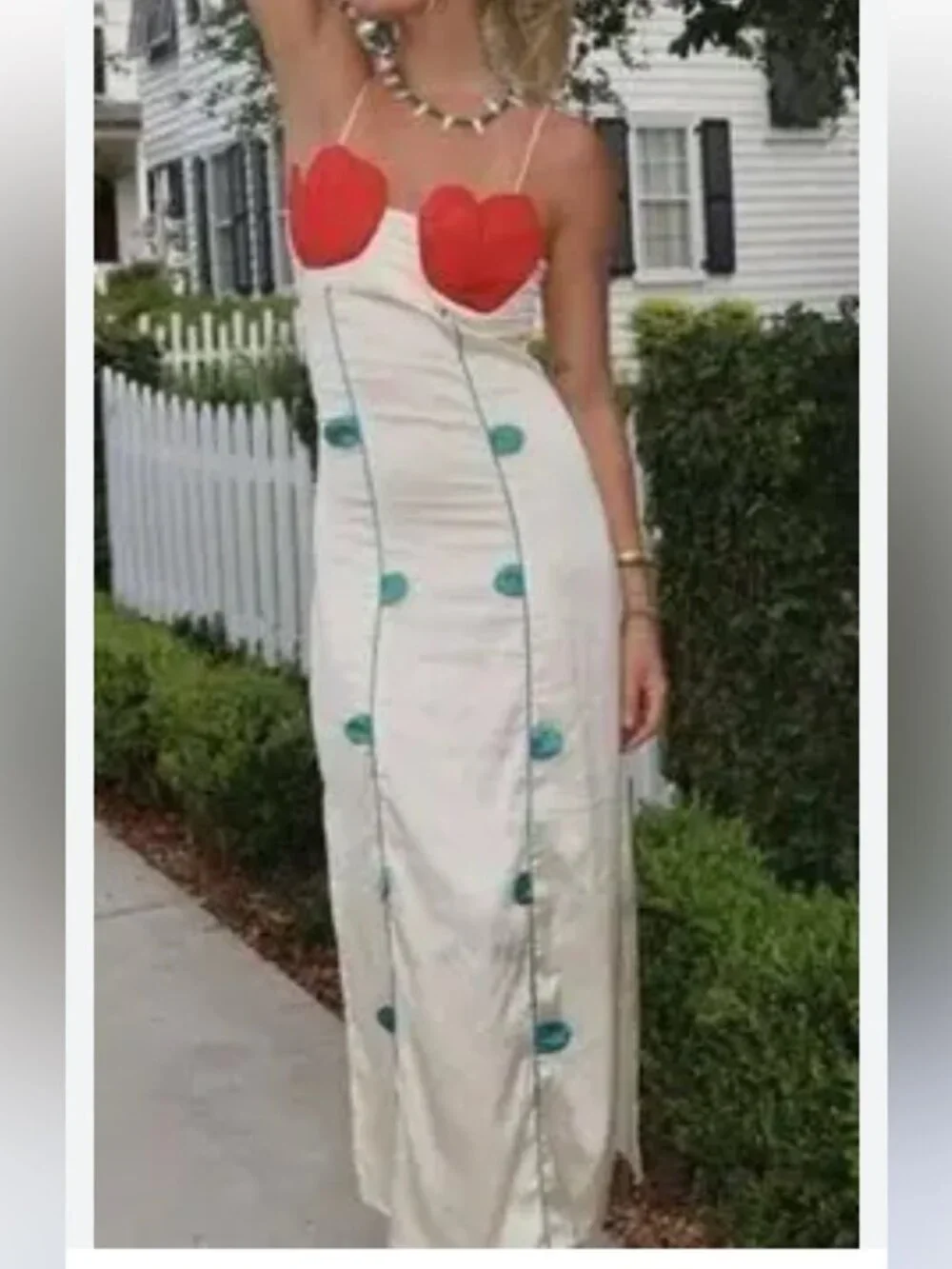 Farm Rio Rose Detailed Satin Dress - Picture 11 of 14